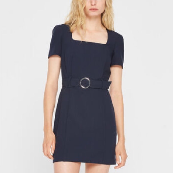 Belted Open Neck Sheath Dress - Picture 1 of 4